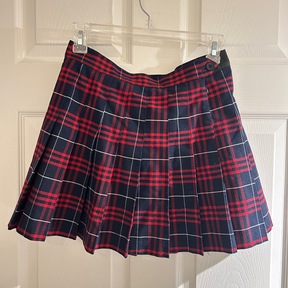 American Apparel Blue and Red Mini Skater Skirt
